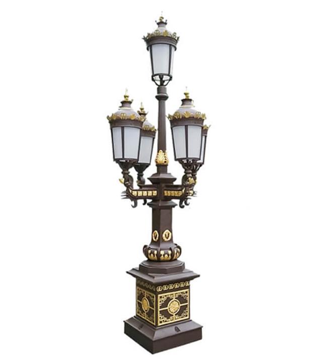 Cast Aluminium Material 3-10m Heightsquare application Spain Style Garden Lamp Pole Productor