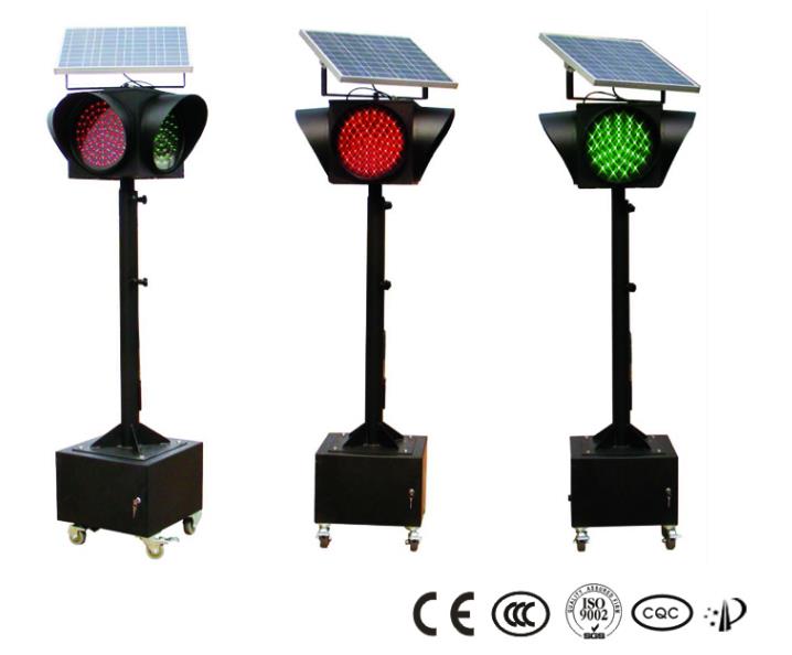 Czerwony, żółty i zielony drogowy światło słoneczne, słoneczne światło LED sygnalizacji ruchu